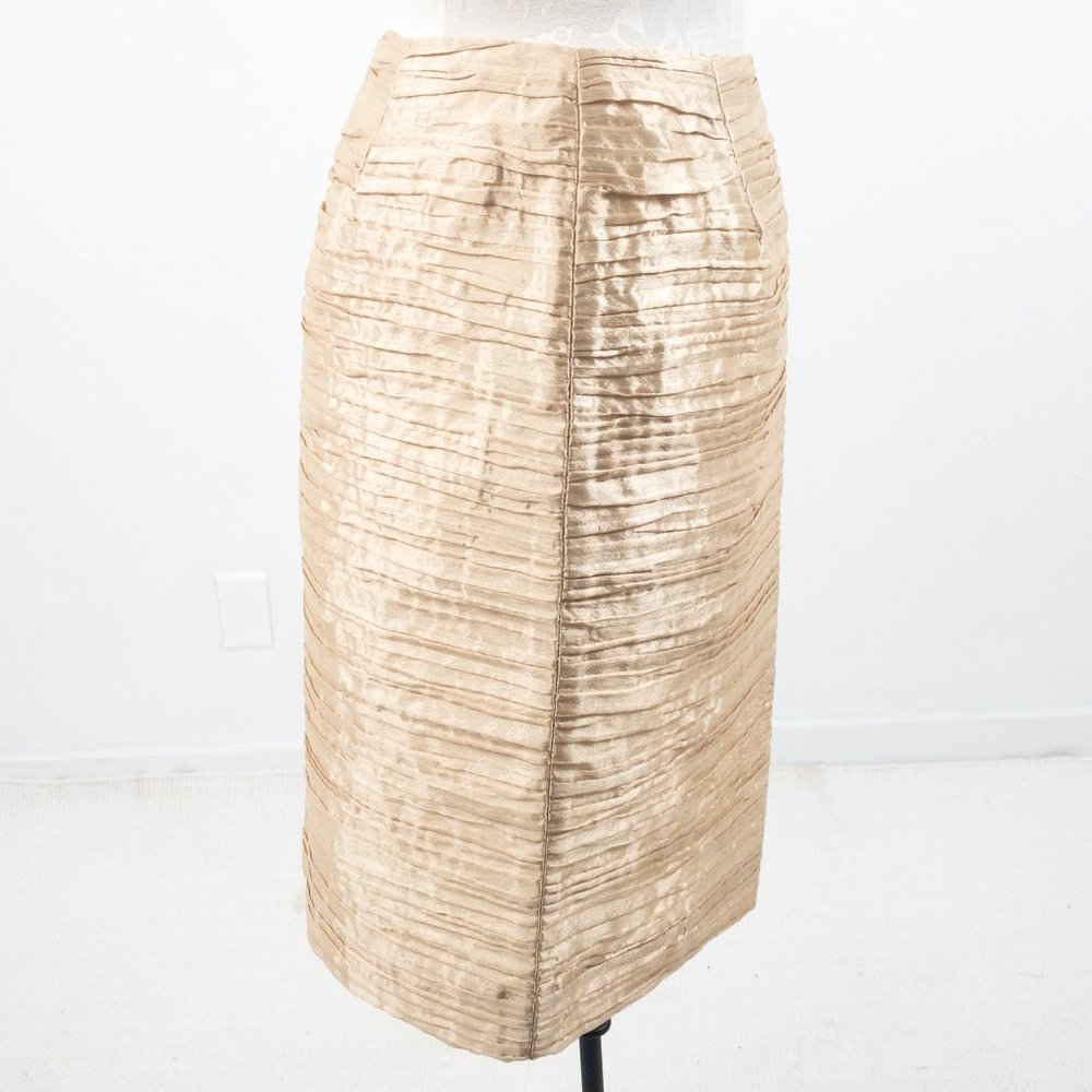 Vintage 80s 8 Formal Skirt Suit Dress Set Gold - Picture 6 of 15